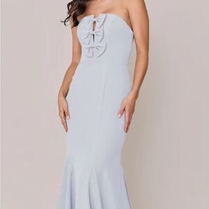 Elegant Strapless Light Blue Dress